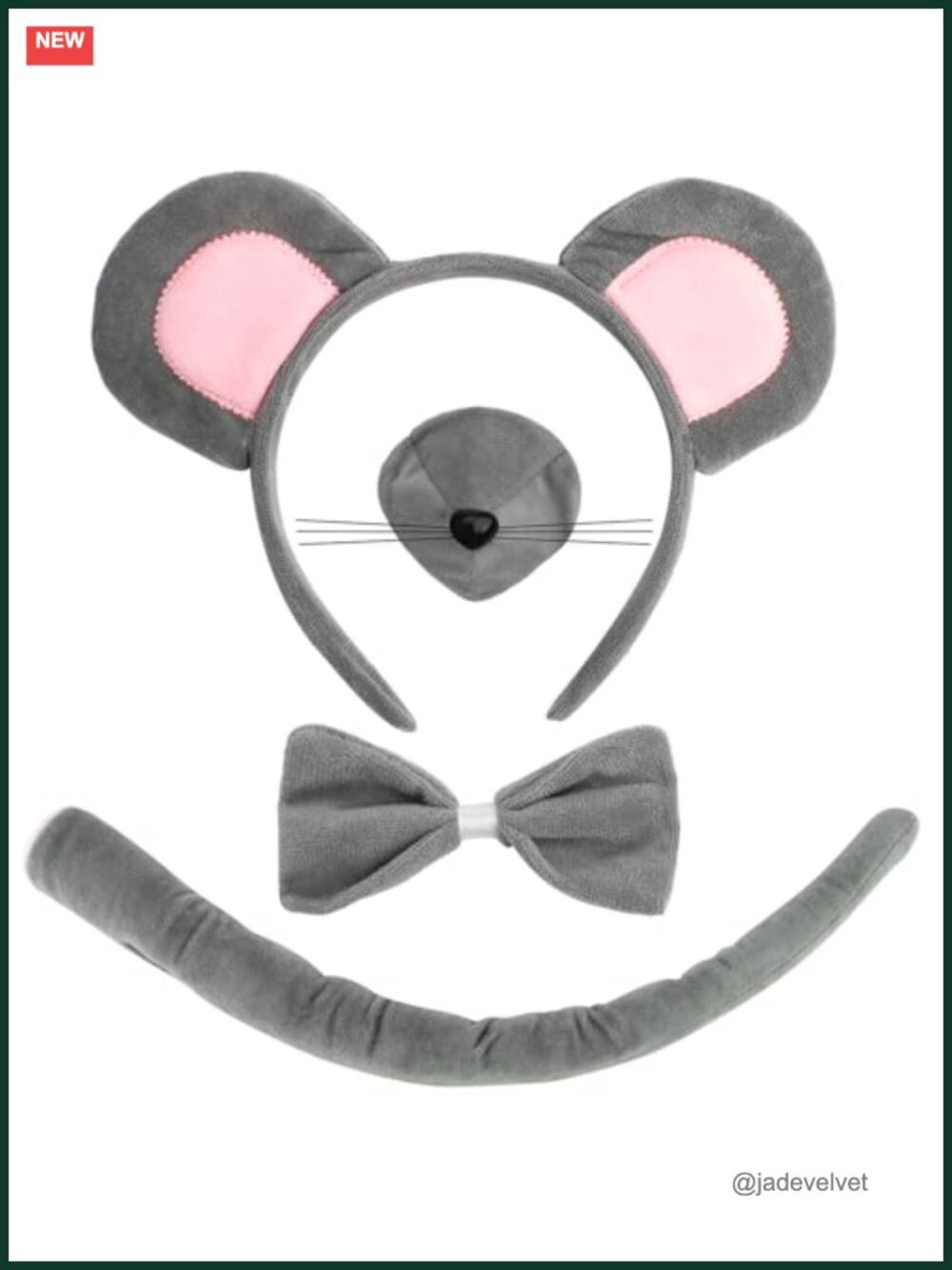 Mouse Ears Costume Set Headband Bowtie Nose Tail Halloween Cosplay Kit